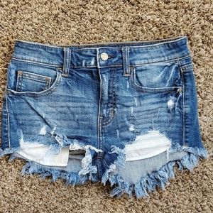 Willow & Root Womens Size Small Stretch Denim Shorts Mid Rise Cut Off Frayed Raw